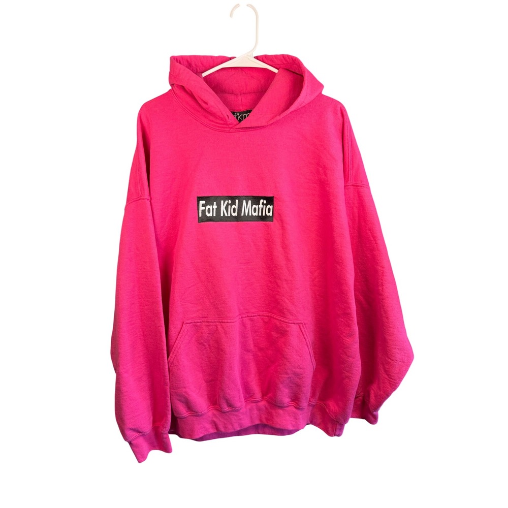 Fat Kid Mafia Pink Box Logo Hoodie Mens 2XL Streetwear Hooded Sweatshirt FKM